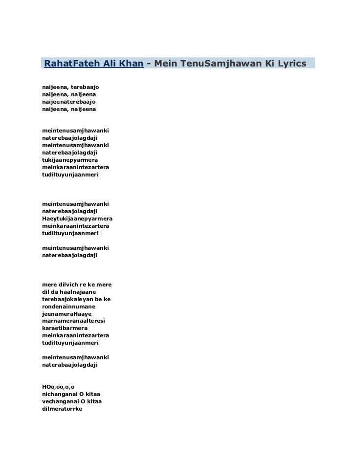 Samjhawan lyrics in english